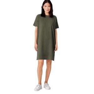 Eileen Fisher Organic Pima Cotton Jersey T Shirt Dress Seaweed L